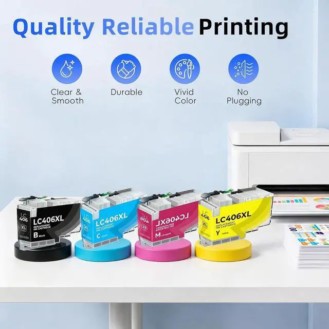 Alt view image 5 of 7 - LC406XL High Yield Ink Cartridges Replacement for Brother LC 406XL LC406XL LC406 Compatible with MFC-J4335DW MFC-J5855DW MFC-J6555DW MFC-J4535DW MFC-J6955DW Printer (4 Pack Black Cyan Magenta Yellow)