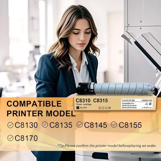 Alt view image 2 of 5 - C8130 C8135 Toner Cartridge Black with New chip Compatible for Xerox 006R01746 Work for AltaLink C8130 C8135 C8145 C8170 C8155 Printers (2-Pack,59,000 Pages)