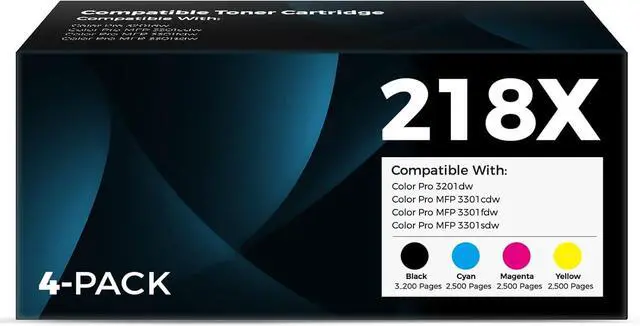 Main image of 218X Toner Cartridges 4-Pack Compatible for HP Pro 3201 MFP 3301 Series