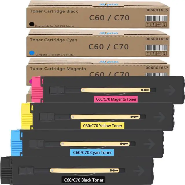 Main image of SkyPrint C60 C70 Toner Cartridge High Yield Replacement for Xerox Color C60 C70 Toner Black Cyan Magenta Yellow Compatible for Xerox Color C60 C70 Printer 006R01655 006R01656 006R01657 006R01658