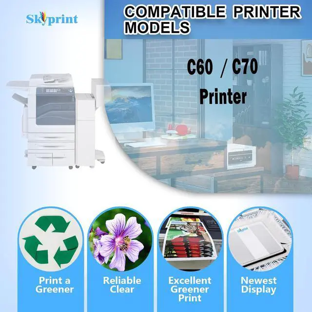 Alt view image 2 of 7 - SkyPrint C60 C70 Toner Cartridge High Yield Replacement for Xerox Color C60 C70 Toner Black Cyan Magenta Yellow Compatible for Xerox Color C60 C70 Printer 006R01655 006R01656 006R01657 006R01658