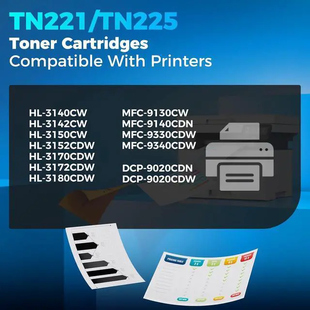 Alt view image 2 of 7 - TN221 TN225 High Yield Toner Cartridges 4 Pack for Brother MFC-9130CW