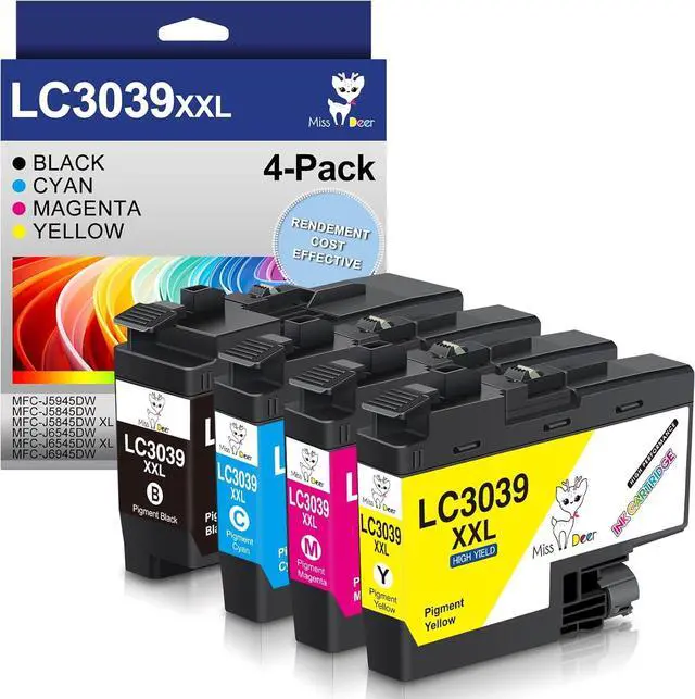 Main image of Miss Deer LC3039 BK/C/M/Y Ink Cartridges,Compatible Replacement for Brother LC3039 XXL LC-3039BK,Work for Brother MFC-J5945DW MFC-J6945DW MFC-J5845DW MFC-J6545DW,4 Pack