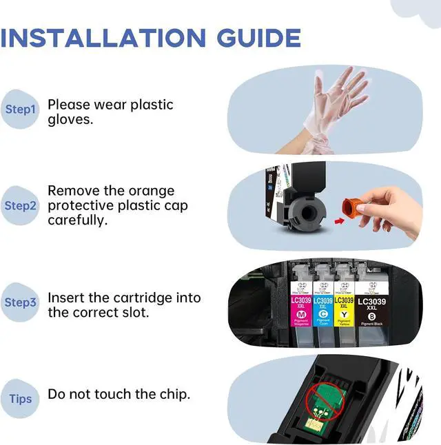 Alt view image 4 of 7 - Miss Deer LC3039 BK/C/M/Y Ink Cartridges,Compatible Replacement for Brother LC3039 XXL LC-3039BK,Work for Brother MFC-J5945DW MFC-J6945DW MFC-J5845DW MFC-J6545DW,4 Pack
