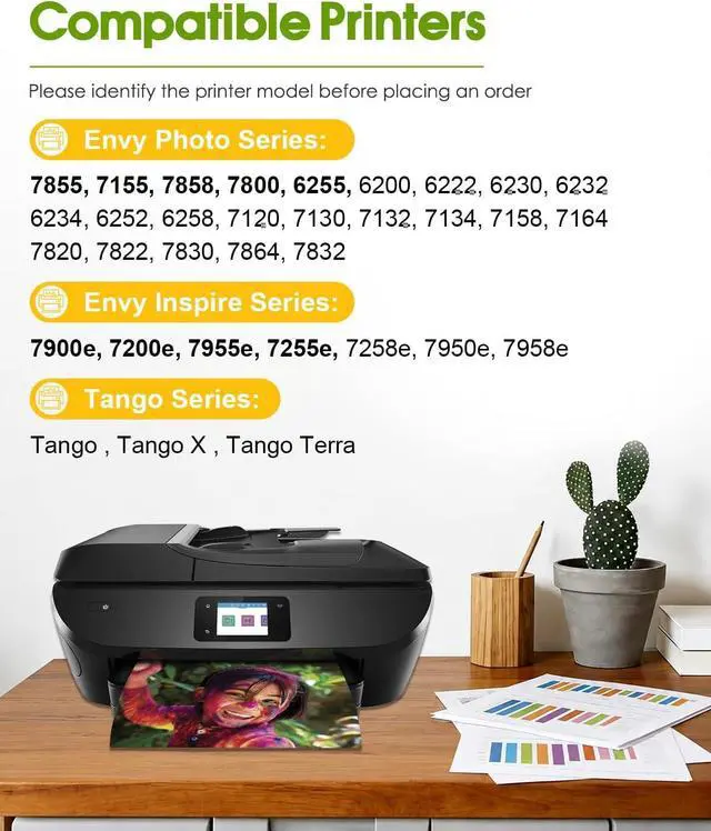 Alt view image 2 of 7 - 64XL Ink Cartridges 2-Pack Replacement for HP64XL Ink Cartridge Compatible with Envy Photo 7855 7155 7858 6255 6252 7120 7158 7164 7800 7100 Tango Printers 1 Black 1 Tri-Color