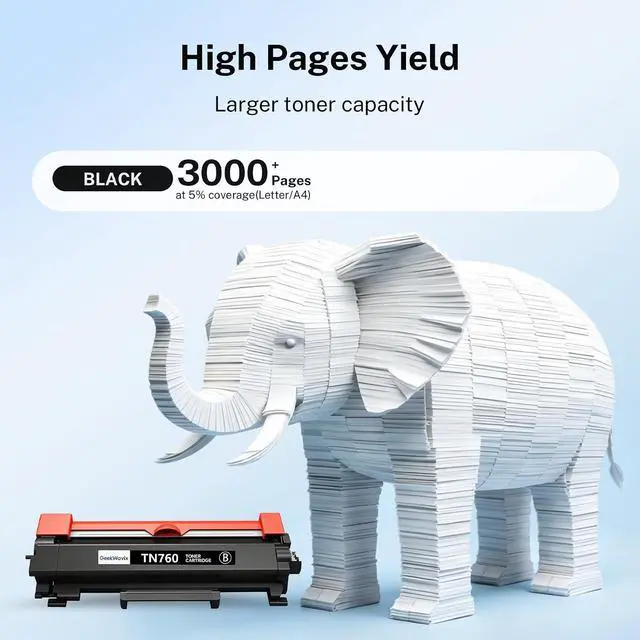 Alt view image 3 of 7 - TN760 Toner Cartridge Replacement for Brother, High Yield Compatible Black Toner for HL-L2395DW, MFC-L2750DW, MFC-L2710DW, DCP-L2550DW, MFC-L2690DW, MFC-L2717DW Printers, 4 Pack