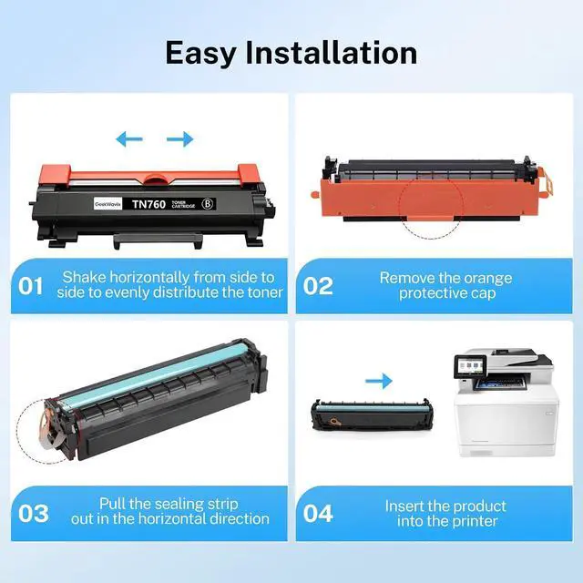 Alt view image 6 of 7 - TN760 Toner Cartridge Replacement for Brother, High Yield Compatible Black Toner for HL-L2395DW, MFC-L2750DW, MFC-L2710DW, DCP-L2550DW, MFC-L2690DW, MFC-L2717DW Printers, 4 Pack