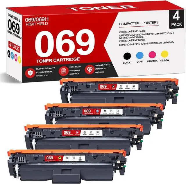 Main image of 069 069H Toner Cartridge Set MF753Cdw- (Black, Cyan,Magenta, Yellow) 069 Toner Cartridge Set Replacement for Canon mf753cdw Toner for imageCLASS MF751Cdw MF753Cdw LBP674Cdw Printer