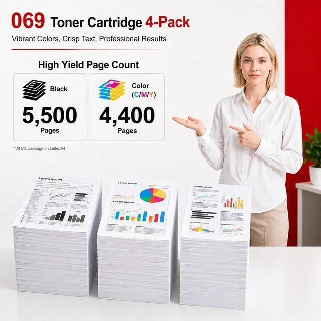 Alt view image 3 of 7 - 069 069H Toner Cartridge Set MF753Cdw- (Black, Cyan,Magenta, Yellow) 069 Toner Cartridge Set Replacement for Canon mf753cdw Toner for imageCLASS MF751Cdw MF753Cdw LBP674Cdw Printer