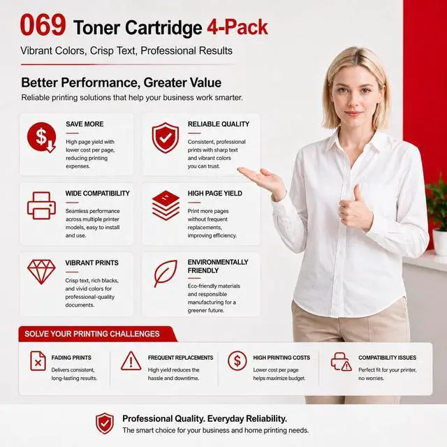 Alt view image 4 of 7 - 069 069H Toner Cartridge Set MF753Cdw- (Black, Cyan,Magenta, Yellow) 069 Toner Cartridge Set Replacement for Canon mf753cdw Toner for imageCLASS MF751Cdw MF753Cdw LBP674Cdw Printer