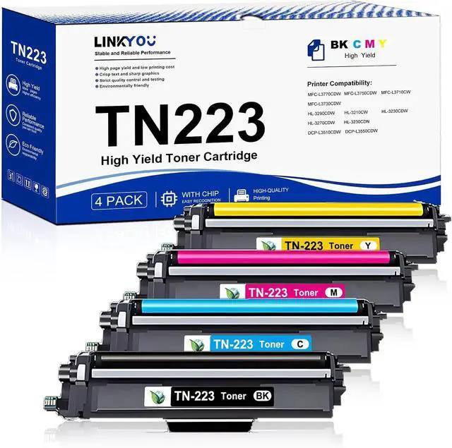 Main image of TN223 Toner Cartridge Set : 4 Pack TN-223 Replacement for Brother TN223 Toner Cartridge TN-223BK/C/M/Y for HL-L3270CDW MFC-L3770CDW MFC-L3750CDW HL-L3210CW HL-L3230CDW Printer