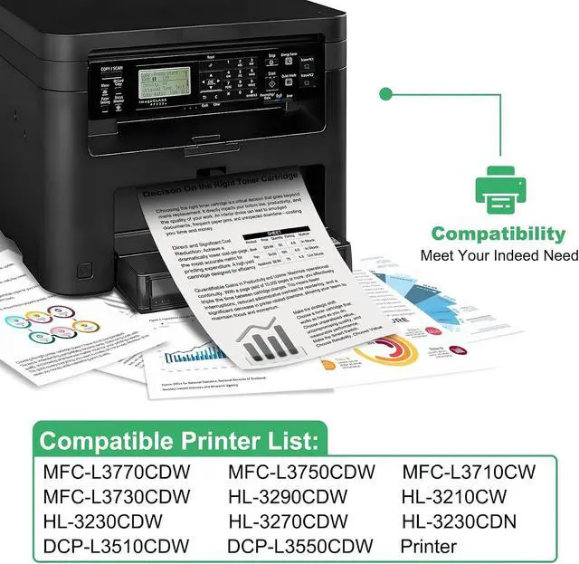 Alt view image 3 of 6 - TN223 Toner Cartridge Set : 4 Pack TN-223 Replacement for Brother TN223 Toner Cartridge TN-223BK/C/M/Y for HL-L3270CDW MFC-L3770CDW MFC-L3750CDW HL-L3210CW HL-L3230CDW Printer