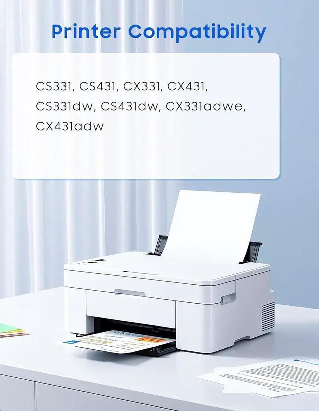 Alt view image 2 of 7 - 20N10 CS331 CX331 Toner Cartridge Replacement for Lexmark CS331 CS431 CX331 CX431 CS331dw CS431dw CX331adwe CX431adw Printer Ink 20N10K0 20N10C0 20N10M0 20N10Y0, 20N10 4-Color Combo Pack, With Chip