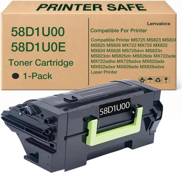 Main image of 58D1U00 Black Toner Cartridge Extra High Yield Replacement for Lexmark 58D1U00 Toner Compatible for Lexmark MS725 MS823 MS824 MS825 MS826 MX722 MX725 MX822 MX824 MX826 Printers 55000 Pages