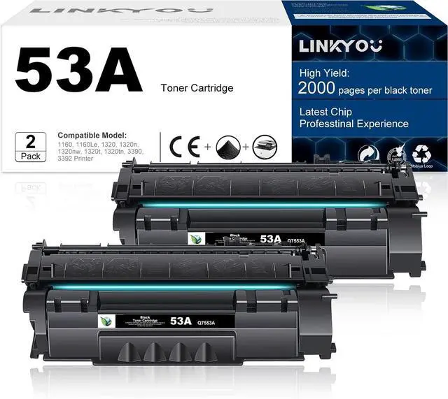 Main image of 53A Toner Cartridge : 2 Pack 53A Replacement for HP 53A Q7553A 49A Q5949A Toner Cartridge for M2727 MFP M2727nf MFP M2727nfs MFP P2015 P2015d P2015dn P2015x Printer - Black