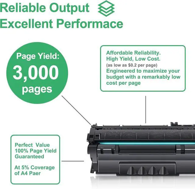 Alt view image 2 of 6 - 53A Toner Cartridge : 2 Pack 53A Replacement for HP 53A Q7553A 49A Q5949A Toner Cartridge for M2727 MFP M2727nf MFP M2727nfs MFP P2015 P2015d P2015dn P2015x Printer - Black