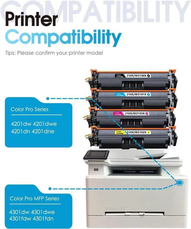 Alt view image 2 of 7 - 210X Toner Cartridges 4 Pack High Yield Replacement for HP 210X 210A Toner