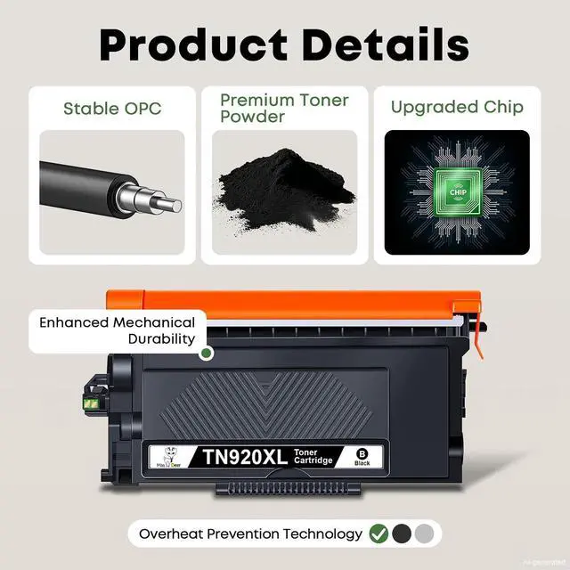 Alt view image 3 of 7 - 4 Pack TN920XL High Yield Toner Cartridge Replacement for Brother TN920 TN920XL 920 to Compatible with HL-L5210DN L5210DW L5210DWT HL-L5215DW HL-L6210DW L6210DWT HL-L6310DW MFC-L6810DW MFC-L5915DW
