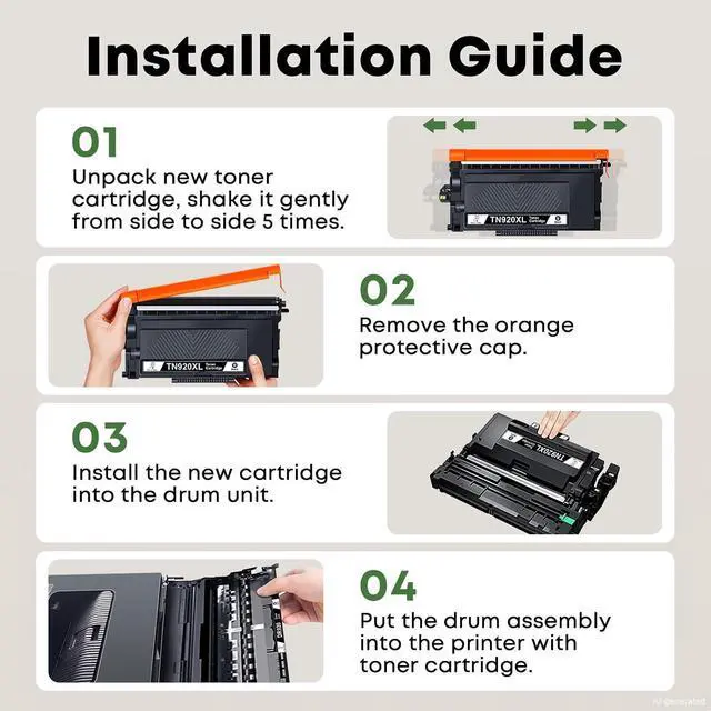 Alt view image 4 of 7 - 4 Pack TN920XL High Yield Toner Cartridge Replacement for Brother TN920 TN920XL 920 to Compatible with HL-L5210DN L5210DW L5210DWT HL-L5215DW HL-L6210DW L6210DWT HL-L6310DW MFC-L6810DW MFC-L5915DW