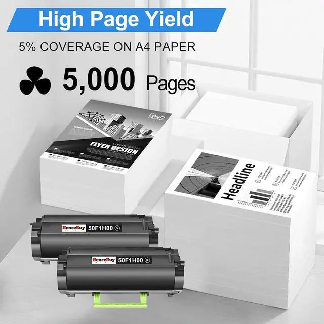 Alt view image 3 of 7 - 2-Pack Compatible 50F1H00 501H Black Toner High Yield
