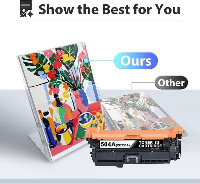 Alt view image 4 of 7 - 504A Toner Cartridge 4 Pack (High-Yield) Replacement for HP 504A 504X for Color CP3525 CP3525n CP3525dn CP3525x CM3530 CM3530FS Printer CE250A CE251A CE252A CE253A
