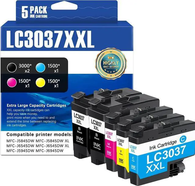 Main image of LC3037 XXL Ink Cartridge (5-Pack) Super High-Yield Replacement for Brother LC3037XXL LC3037 XXL LC3037BK Ink Cartridge Compatible with MFC-J5845DW MFC-J6945DW MFC-J6545DW MFC-J5945DW Printers