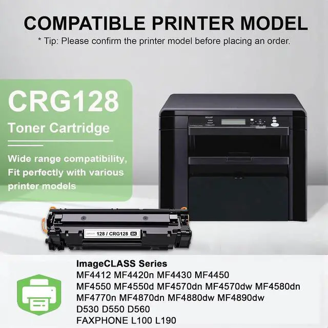 Alt view image 2 of 6 - 2 Pack Compatible 128 Black Toner Cartridge : CRG128 Toner Replacement for Canon ImageCLASS D530 D550 MF4770N MF4890DW MF4880DW LBP6230DW MF4450 MF4570DN Faxphone L100 L190 Printer, 2,600 Pages Each