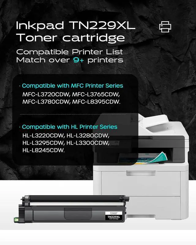 Alt view image 3 of 7 - iNKPAD TN229XL TN229 Toner Cartridge 4 Pack Replacement for Brother