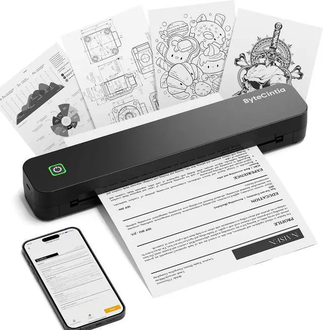 Main image of C80 Portable Printers Wireless for Travel, Inkless Thermal Bluetooth Mobile Printer, Compatible with iPhone & Laptop, Supports 8.5" x 11" US Letter A4, for Home Office, Car, Tattoo Stencil