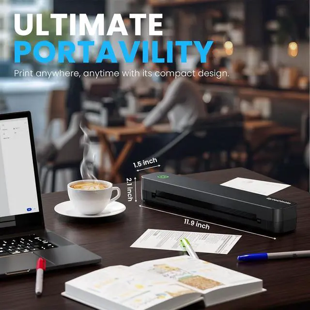 Alt view image 2 of 7 - C80 Portable Printers Wireless for Travel, Inkless Thermal Bluetooth Mobile Printer, Compatible with iPhone & Laptop, Supports 8.5" x 11" US Letter A4, for Home Office, Car, Tattoo Stencil