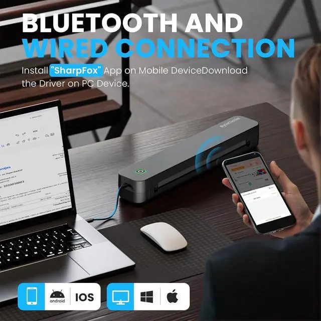 Alt view image 3 of 7 - C80 Portable Printers Wireless for Travel, Inkless Thermal Bluetooth Mobile Printer, Compatible with iPhone & Laptop, Supports 8.5" x 11" US Letter A4, for Home Office, Car, Tattoo Stencil