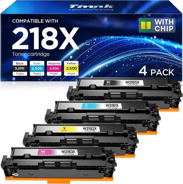 Main image of 218X Toner Cartridges Replacement Compatible with HP 218X W2180X W2181X W2182X W2183X Color Pro MFP 3201dw 3301cdw 3301sdw Printers (4 Pack, Bk/C/M/Y)