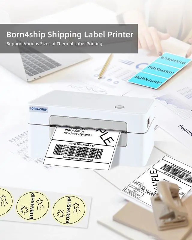 Alt view image 2 of 7 - 4x6 Thermal Shipping Label Bluetooth Printer for Business, Gray