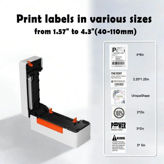 Alt view image 4 of 7 - 4x6 Thermal Shipping Label Printer, Bluetooth Label Maker for Amazon, Shopify Shipping Labels, Compatible with iOS Android Windows Mac, Direct Thermal Printer for Mailing Packages, White