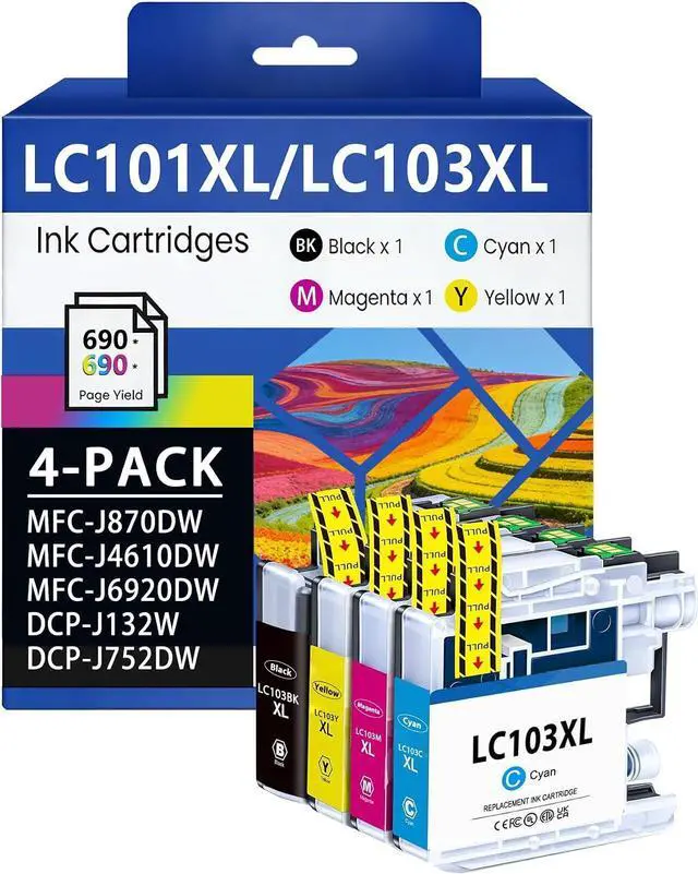 Main image of LC103XL LC103 Ink Cartridges High Yield 4 Pack BK/C/M/Y