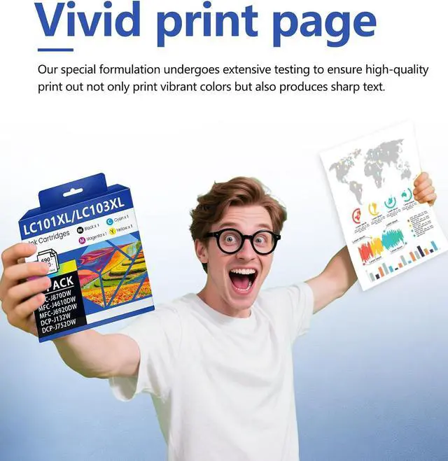 Alt view image 5 of 7 - LC103XL LC103 Ink Cartridges High Yield 4 Pack BK/C/M/Y