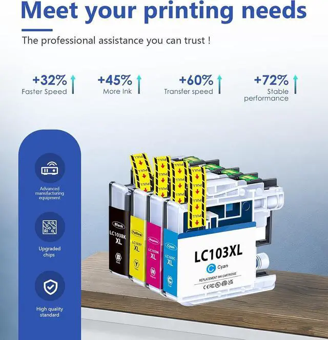 Alt view image 4 of 7 - LC103XL LC103 Ink Cartridges High Yield 4 Pack BK/C/M/Y