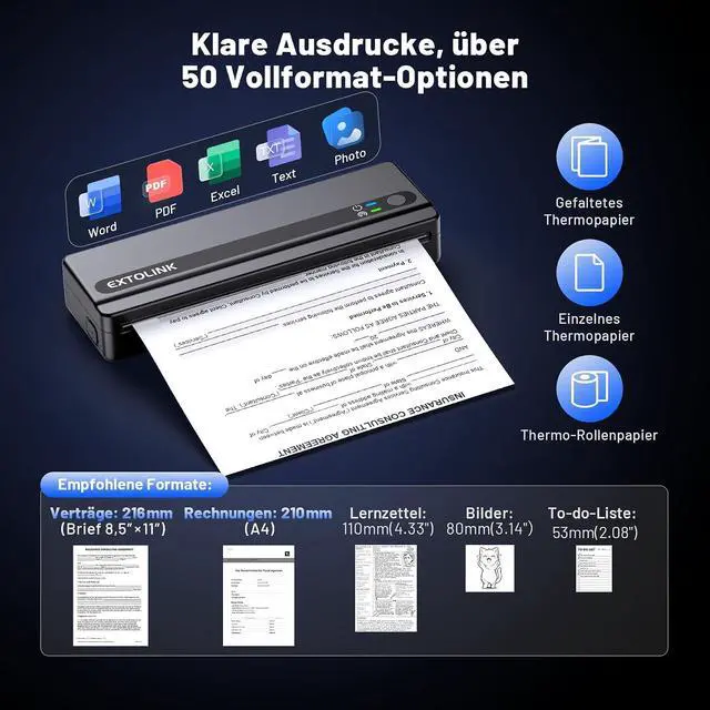 Alt view image 5 of 7 - Portable Wireless Printer for Travel, Inkless Thermal Printer 2600mAh