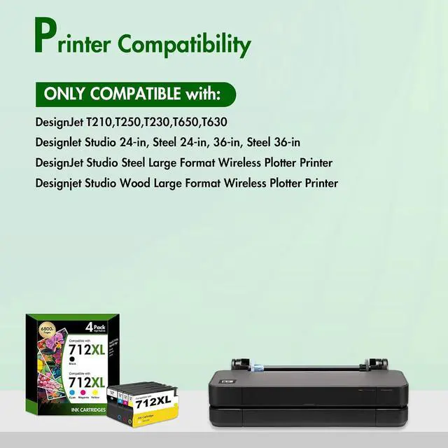 Alt view image 2 of 7 - 712 T210 712XL Ink Cartridge for HP Printers Black and Color Combo Pack