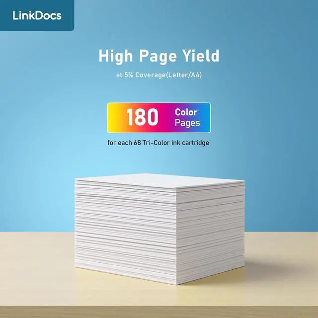 Alt view image 3 of 5 - LinkDocs 68 Color Ink Cartridges Remanufactured Replacement for HP 68 Ink 68 XL 68e Compatible with HP Envy 6100e 6500e Series Printers 6152e 6165e 6558e 6552e (1 Tri-Color)