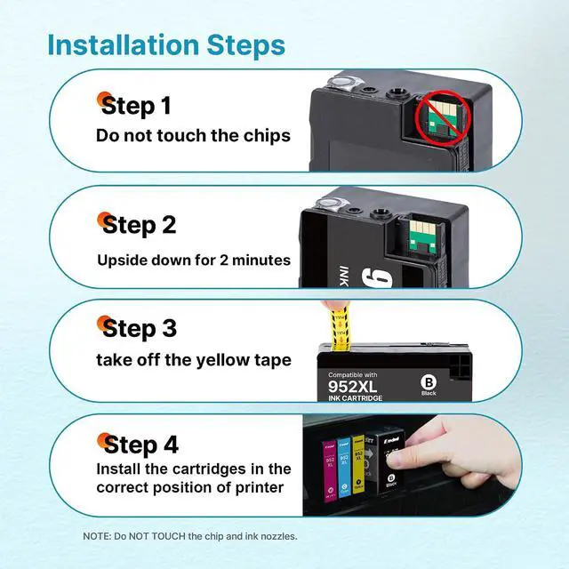 Alt view image 5 of 7 - 952XL Ink Cartridges Combo Pack Replacement for HP 952 XL Ink Cartridges for HP Printers HP952XL/952XL Work for Officejet Pro 8710 7740 8720 8715 8210 Printers, Black Color 4 Pack
