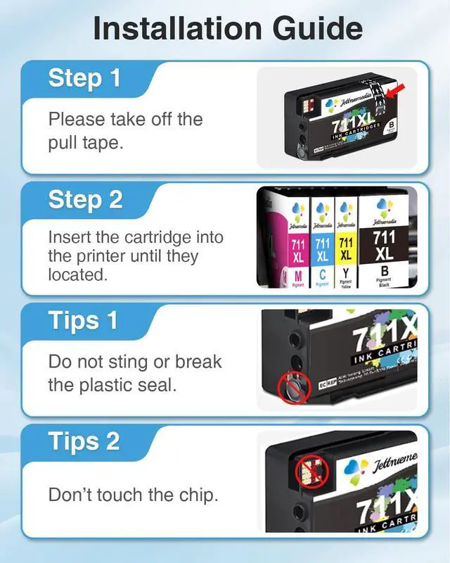 Alt view image 5 of 7 - 8-Pack 711XL Ink Cartridges High Yield Compatible for HP 711 Ink Cartridges Bundle Work for HP Designjet T120 T100 T520 T125 T130 T525 T530 Printer (2 Black, 2 Cyan, 2 Magenta, 2 Yellow)