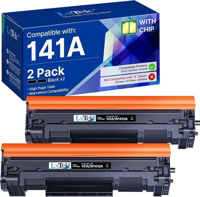 Main image of LxTek 141A W1410A Toner Cartridge Compatible Replacement with CHIP, 2 Black