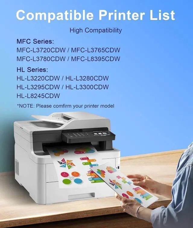 Alt view image 3 of 7 - TN229XL Toner Cartridges 4 Pack with Chip Replacement for Brother TN229 TN229XL 229XL Toner Comptiable with Brother MFC-L3780CDW HL-L3280CDW MFC-L3720CDW HL-L3220CDW HL-L3300CDW HL-L3295CDW Printer