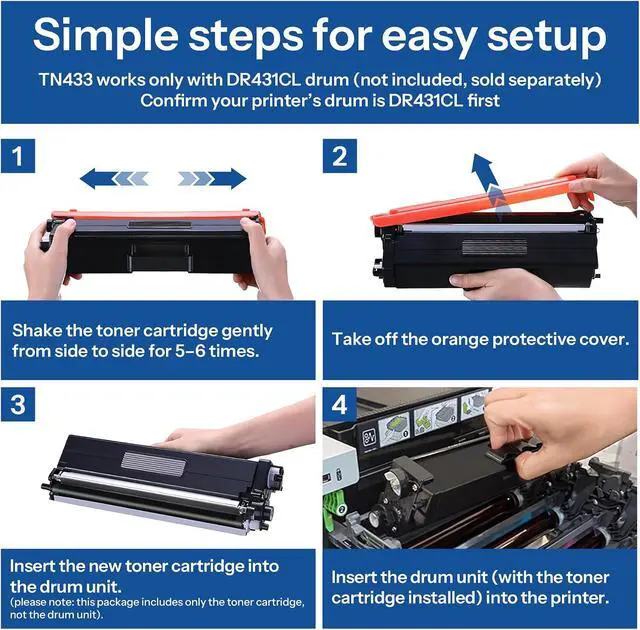 Alt view image 4 of 6 - TN433BK TN433 High Yield Black Toner Cartridge Replacement for Brother TN-433 TN-433BK MFC-L8900Cdw HL-L8360Cdw HL-L8260Cdw Printer, TN4332PK
