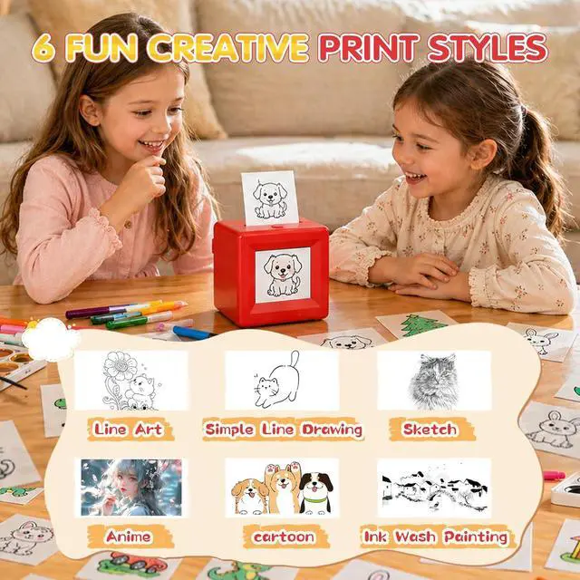 Alt view image 4 of 7 - Smart AI Voice Sticker Maker Machine for Kids, Red