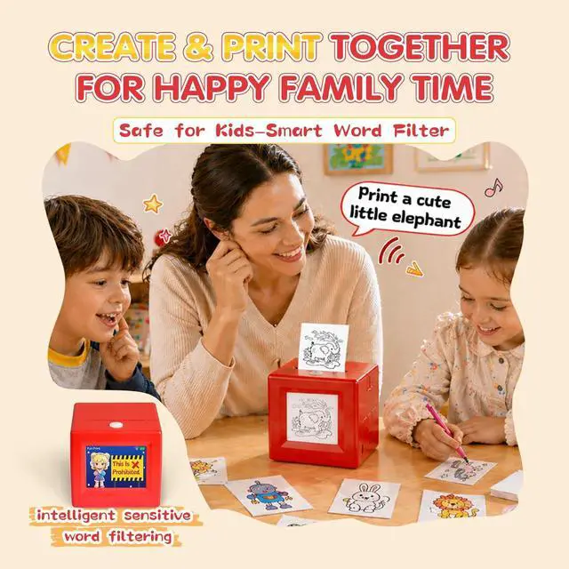 Alt view image 5 of 7 - Smart AI Voice Sticker Maker Machine for Kids, Red