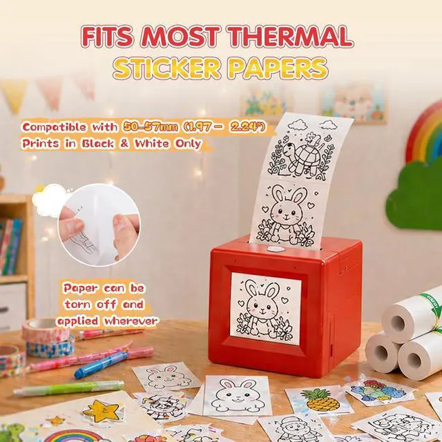 Alt view image 6 of 7 - Smart AI Voice Sticker Maker Machine for Kids, Red