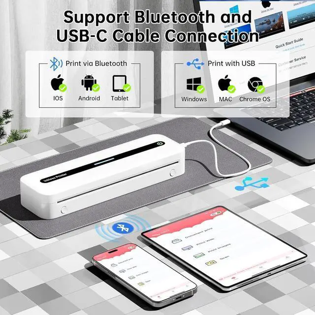 Alt view image 2 of 5 - Portable Thermal Printer for Travel, Wireless Thermal Printers