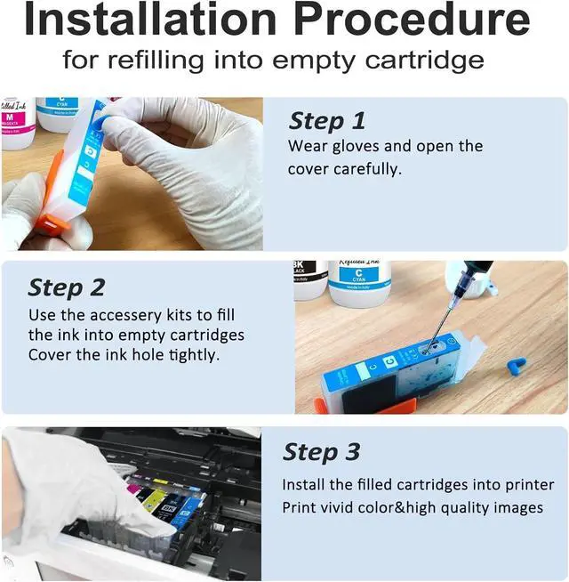 Alt view image 6 of 7 - Refill Ink Kit 4 x 100ML for 280XL 281XL 270XL 271XL 250XL 251XL